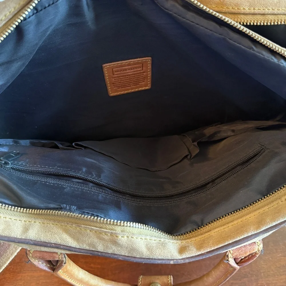 Mulholland Tan and Brown Laptop Bag with Canvas and Leather Design